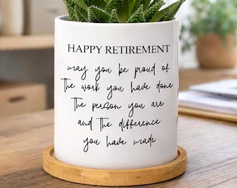 Happy Retirement Gifts for Women Coworker, Succulent Plant Pot, Coworker Retirement Gift, Teacher, Librarian, Nurse, Boss Retirement Gift