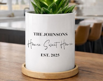 Personalized Plant Pot for New Home Gift, Custom Housewarming Gift for Plant Lover, Homeowners First Home Gift, Closing Gifts for Buyer