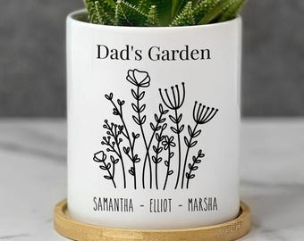Dad Garden Pot Personalized Dad Planter, Fathers Day Gift for Daddy from Kids, Custom Plant Pot Dad Gardening Gift, Plant Dad Christmas Gift