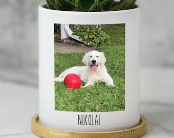 Personalized Dog Photo Plant Pot Gift for Dog Lover Custom Planter with Picture Customize Dog Mom Present for Dad Dog Succulent Pot