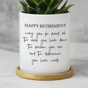 Happy Retirement Gifts for Women Coworker, Succulent Plant Pot, Coworker Retirement Gift, Teacher, Librarian, Nurse, Boss Retirement Gift zdjęcie 2
