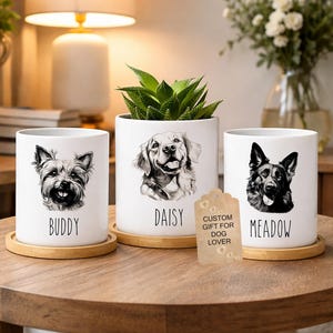 Personalized Dog Gift for Owner, Custom Dog Planter, Dog Lover Plant Pot, Dog Mom Gift, Dog Dad, Dog Memorial Present, 135+ breeds available