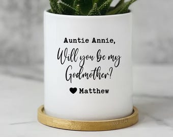 Personalized Godmother Proposal Gift Set, Godparent Succulent Pot