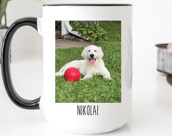 Personalized Dog Photo Mug for Dog Mom or Dad, Custom Family Picture Printing