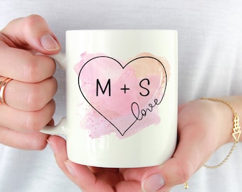 Initial Coffee Mug, Custom Gifts for Girlfriend, Engagement Mug, Personalized Wedding Anniversary Gift, Mug for Wife, Engaged Mug for Women