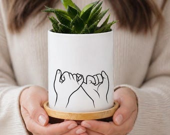 Pinky Promise Planter - Gift for Best Friend, BFF, Bestie - Minimalist Succulent Pot