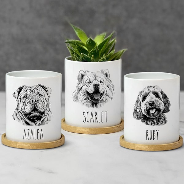 Chinese Shar Pei Gift Personalized Dog Plant Pot, Chiweenie Mom, Chow Chow Dad, Cirneco Dell Planter Cockapoo Custom Dog Gift