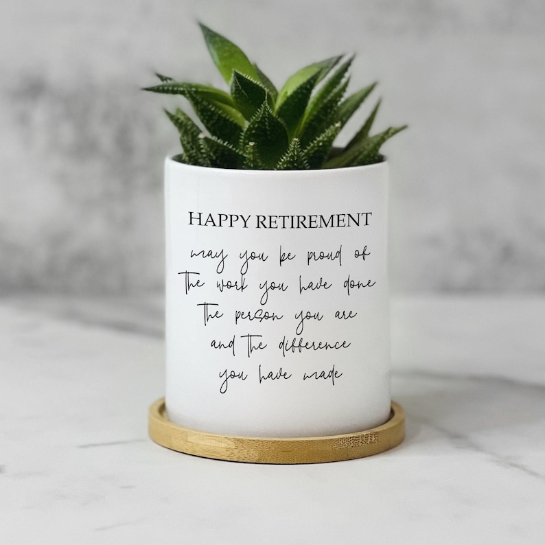 Happy Retirement Gifts for Women Coworker, Succulent Plant Pot, Coworker Retirement Gift, Teacher, Librarian, Nurse, Boss Retirement Gift zdjęcie 2