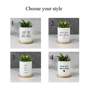 Aloe You Vera Much Planter, Succulent Pot for Best Friend Female, Gift for Sister, Funny Gardening Gift, Cute Plant Pot with Bamboo Saucer image 5