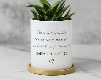 Retirement Gifts for Women Coworker, Boss, Retired Gifts for Teacher, Nurse, Retirement Planter, Never Underestimate The Difference you made