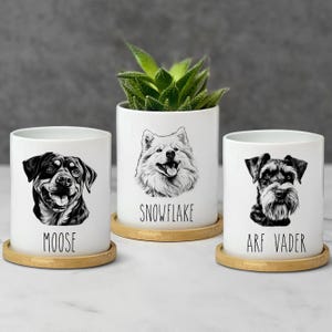 Rhodesian Ridgeback Gift Personalized Dog Plant Pot, Rottweiler Mom, Rough Collie Dad, Samoyed Planter Schnauzer Custom Dog Gift