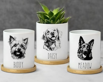 Personalized Dog Gift for Owner, Custom Dog Planter, Dog Lover Plant Pot, Dog Mom Gift, Dog Dad, Dog Memorial Present, 135+ breeds available