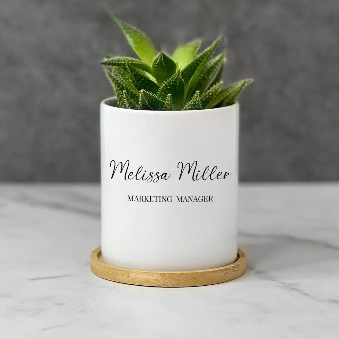 Personalized Office Gift for Her, Custom Name Sign for Desk, Succulent