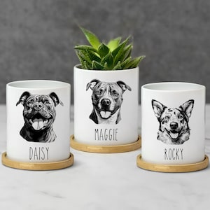 Bulldog Gift Personalized Dog Plant Pot, Amstaff Mom, Anatolian Shepherd Dad, Australian Cattle Planter Australian Shepherd Custom Dog Gift