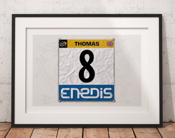 Tour de France Geraint Thomas Dossard 2018 | Racenummer Print | Fietsen Art Print | Fiets Poster | Fietscadeau