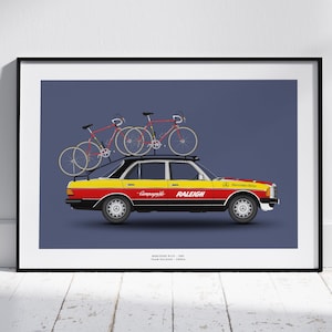 1980年 チームTI-ラレー チームカー | カンパニョーロ | ビンテージサイクル | レトロサイクリング | サイクリングギフト | サイクリングプリント | サイクリングアート | サイクリストへのギフト