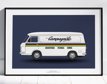 Campagnolo Fiat 238 Van 1972 Print | Vintage Cycle | Retro Cycling | Cycling Gifts | Cycling Print | Cycling Art | Gift for Cyclist