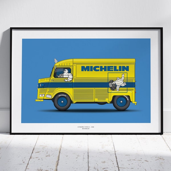 millésime Michelin Citroën H Van Print | Cadeaux de sport automobile | Sport automobile Imprimer | Art | du sport automobile Cadeau pour passionné de voiture