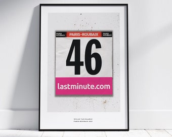 Paris Roubaix 2022 Dylan Van Baarle | Race Number Print | Dossard | Cycling Art Print | Cycling Poster | Cycling Gift | Personalised Gift