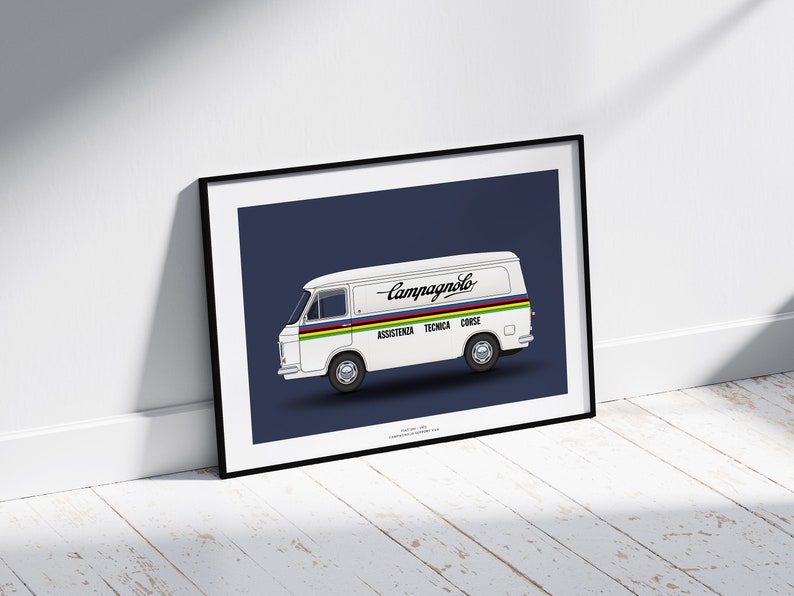 Campagnolo Fiat 238 Van 1972 Print Vintage Cycle Retro Cycling Cycling Gifts Cycling Print Cycling Art Gift for Cyclist image 4