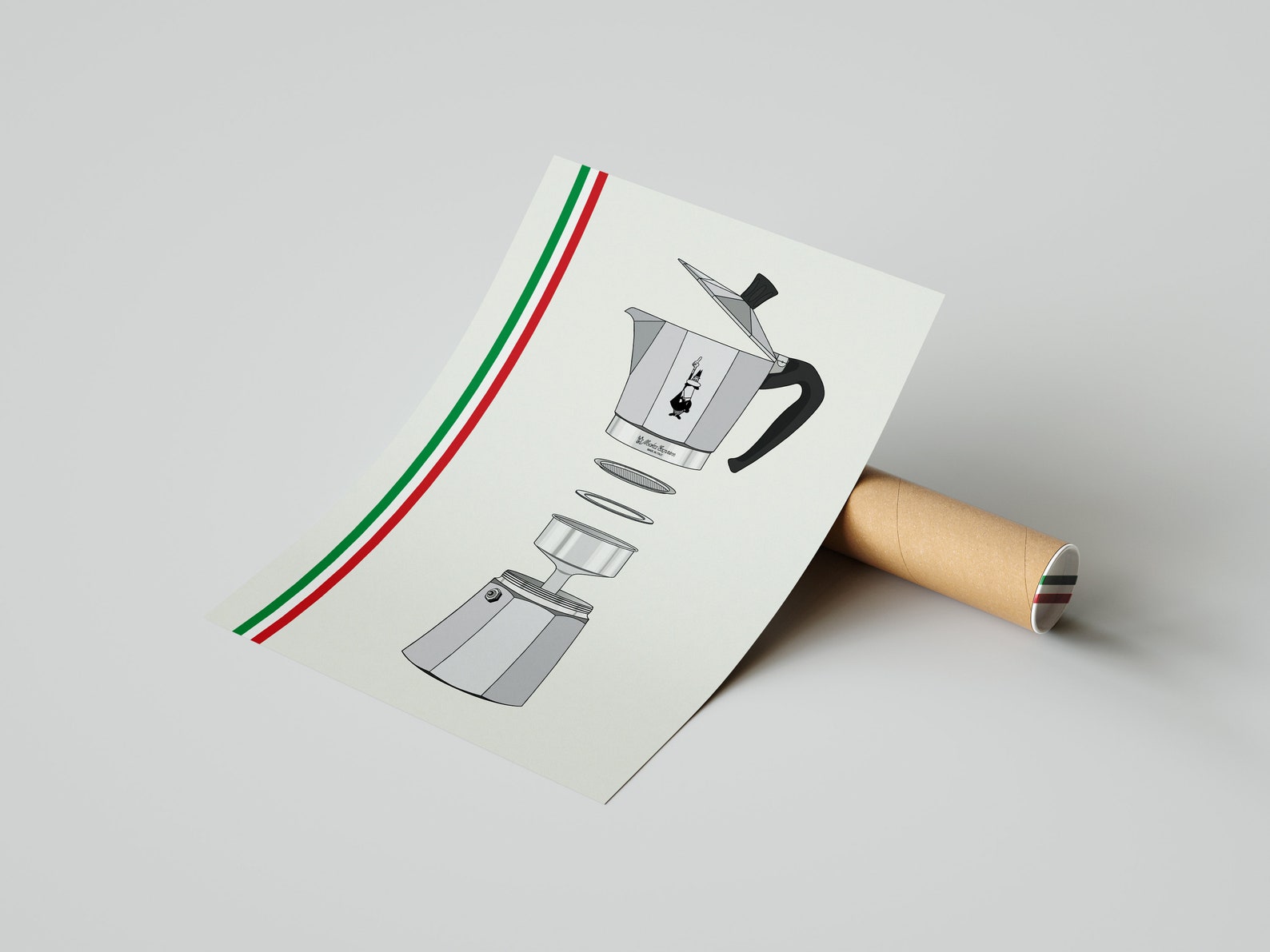 Exploded Bialetti Moka Pot Print Espresso Maker Italian Etsy