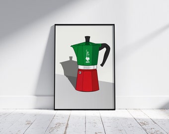 Bialetti Moka Pot Print  | Instant Download | Espresso Maker | Italian Caffettiera Poster | Kitchen Wall Art | Italian Print