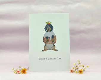 Biglietto di auguri di Buon Natale con bassotto / Biglietto di auguri con bassotto / Biglietto con bassotto / Biglietto di Natale / Budino di Natale