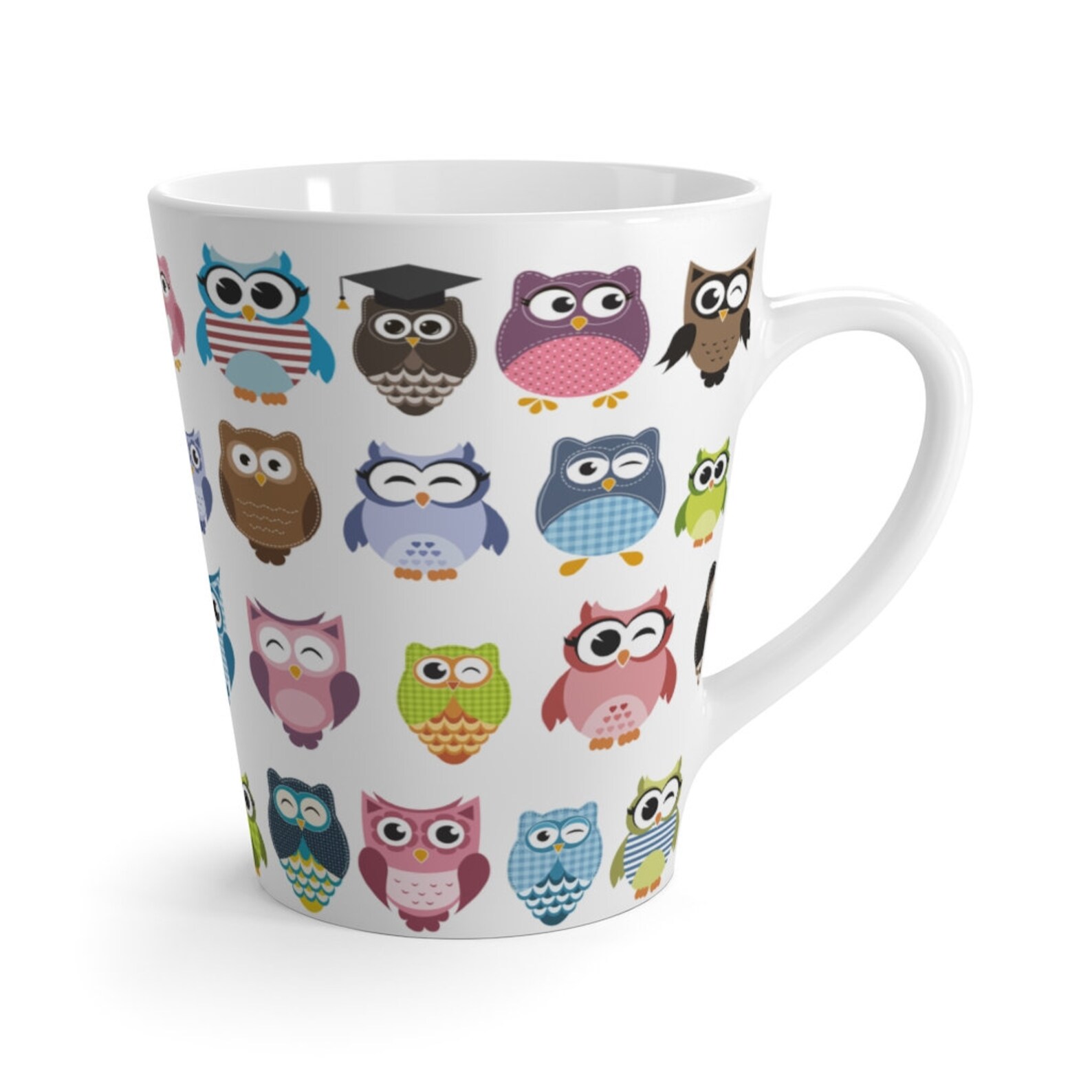 Owl Mug Rainbow Owl Mug Cartoon Owl Mug Owl Latte Mug Etsy