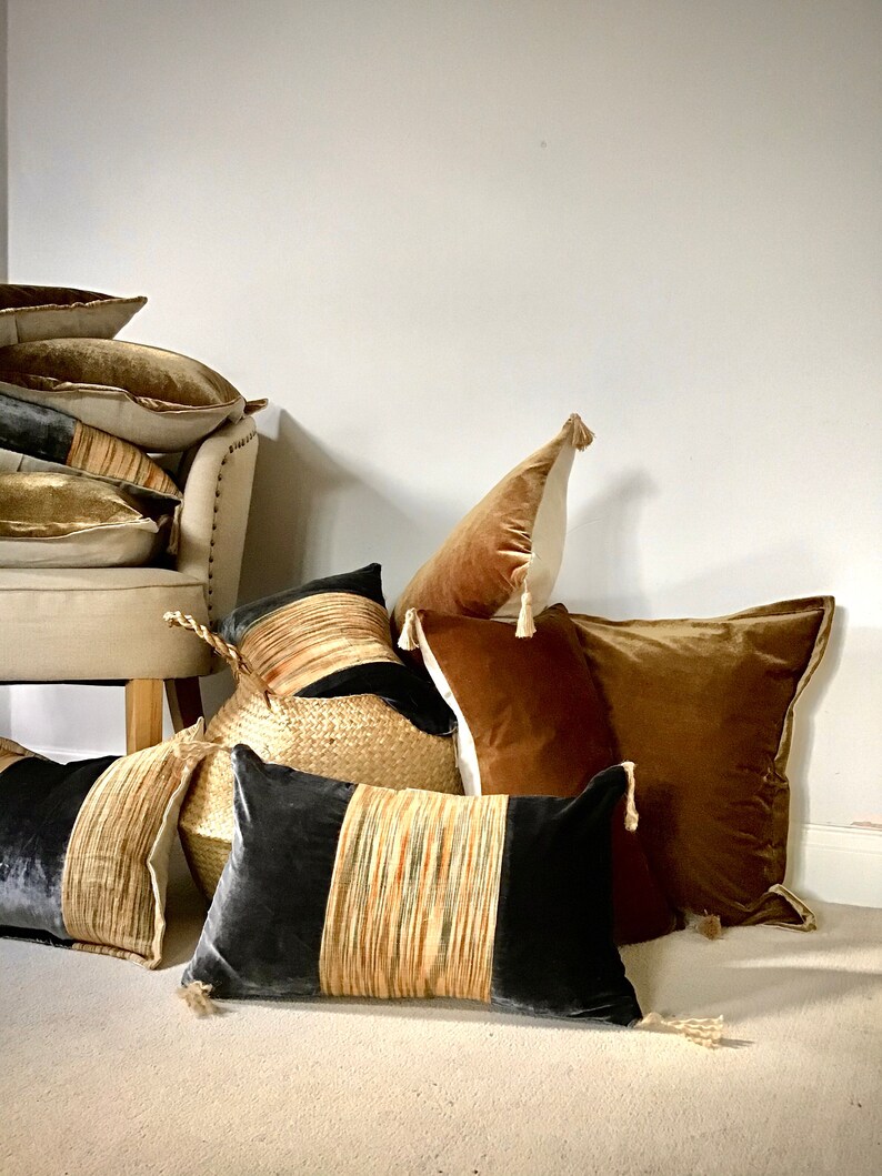Old Gold coloured velvet velour cushion cover will add instant Etsy