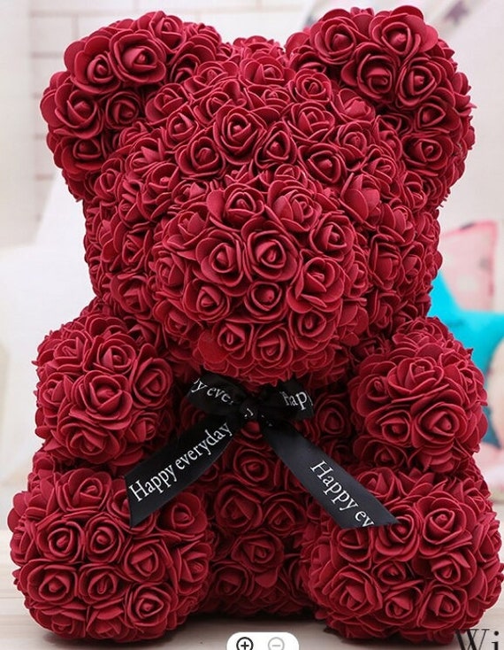 35cm Sweety Black Rose Bear with Red heart for Birthday Wedding lover Gifts 