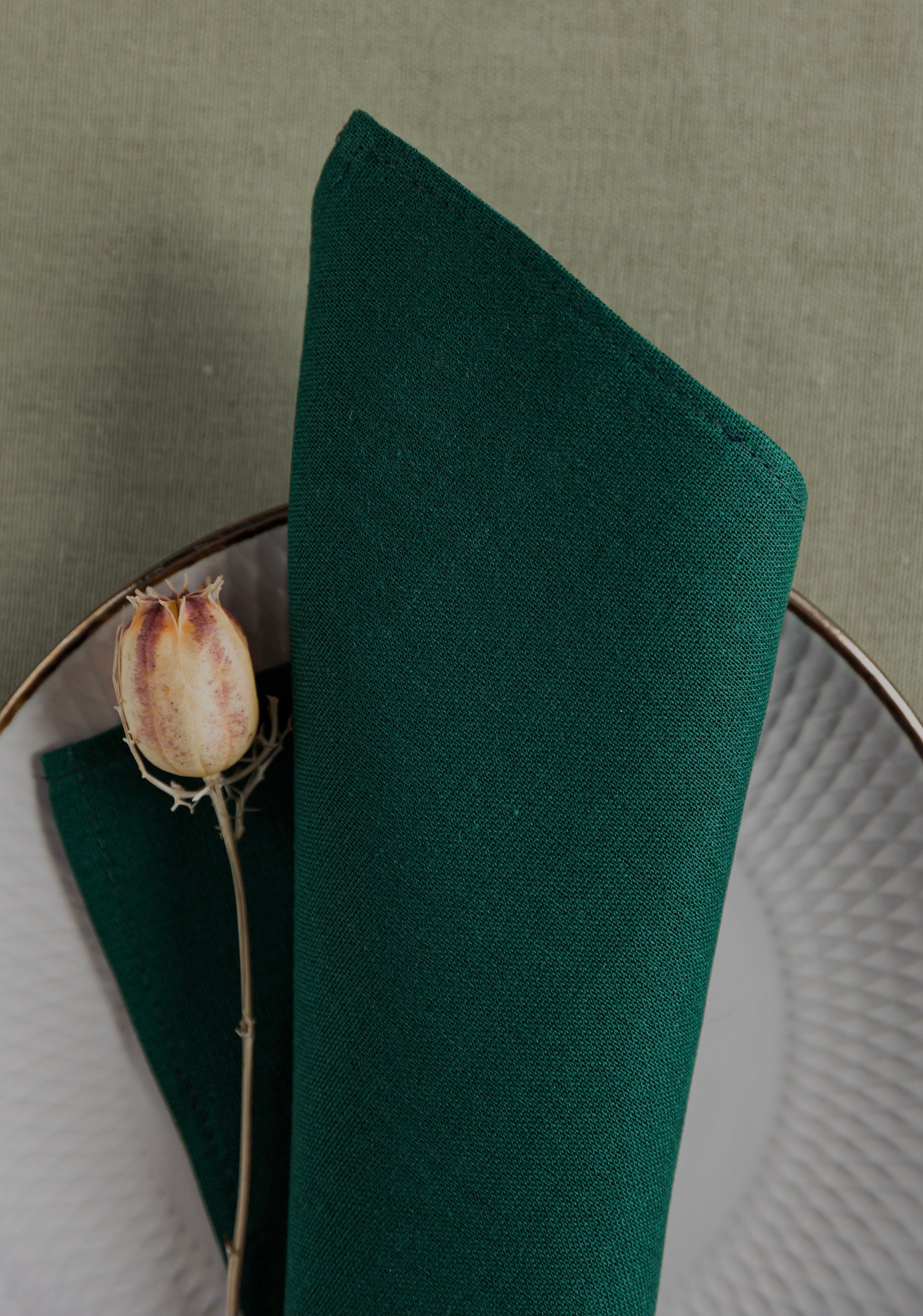 Custom Organic Green Linen Napkins washed Every day natural Etsy
