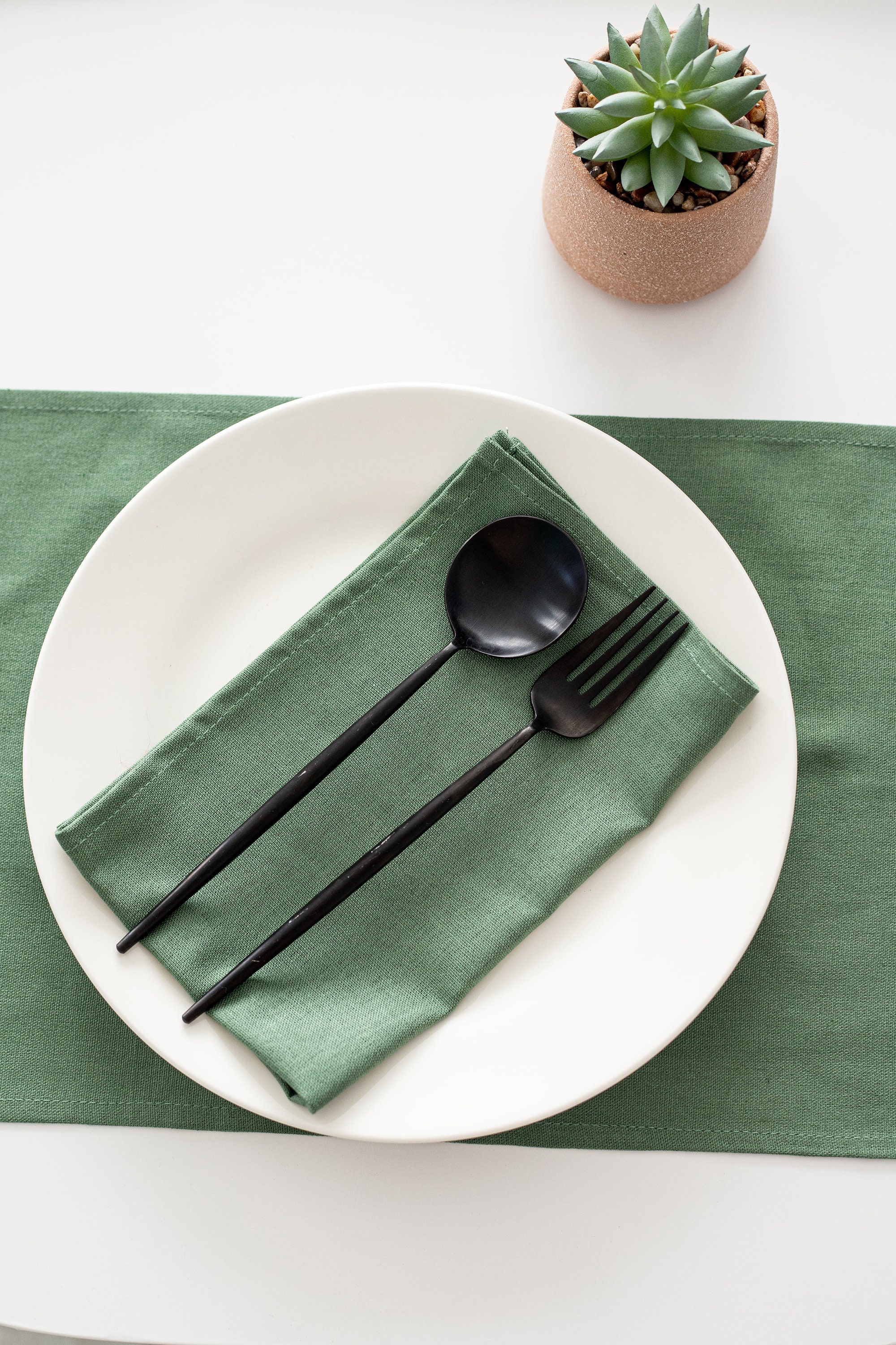 Custom Green Linen Napkins Set Washed Linen Napkins. Wedding Etsy