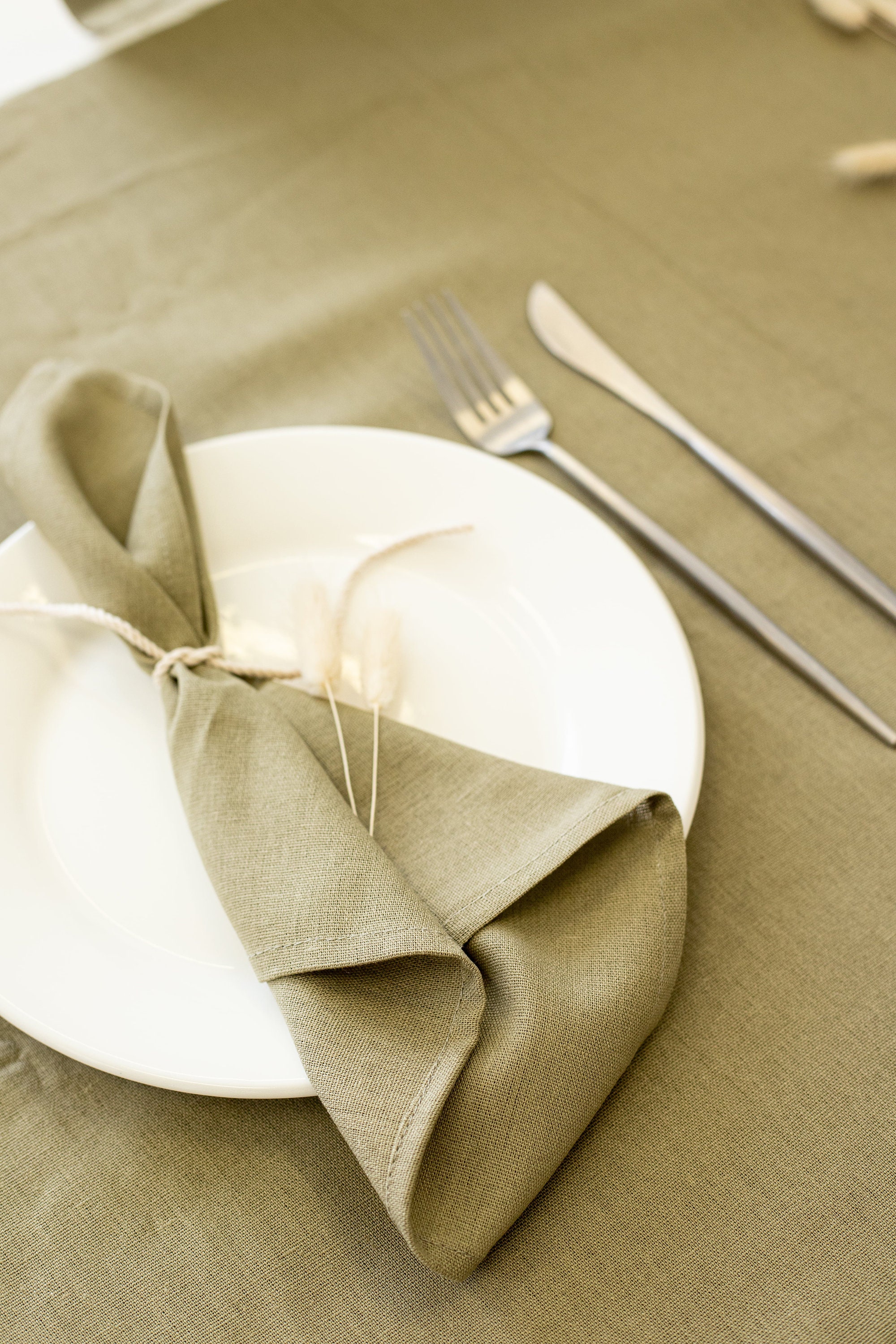 Custom Green Linen Napkins Set washed linen napkins. Wedding Etsy