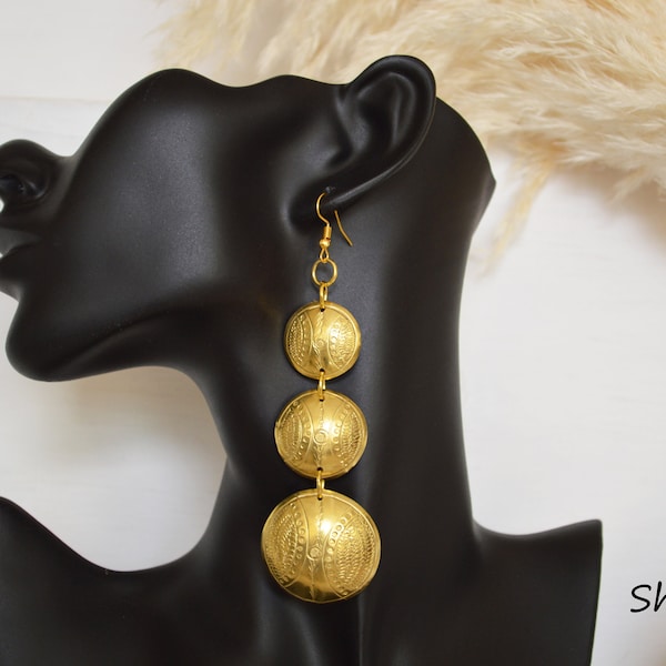 African brass earrings handmade trendy earrings tribal earrings African jewelry handmade earrings tribal jewelry African fashion accessories