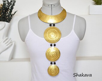 African inspired brass necklace handmade necklace beaded necklace designer necklace African jewelry tribal accessories African fashion