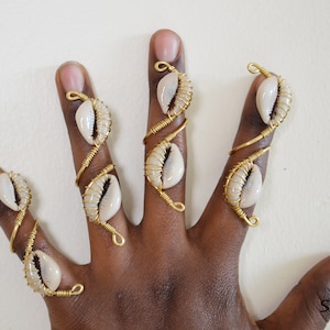 African Cowrie Shell Rings Tribal Rings African Jewelry Adjustable ...