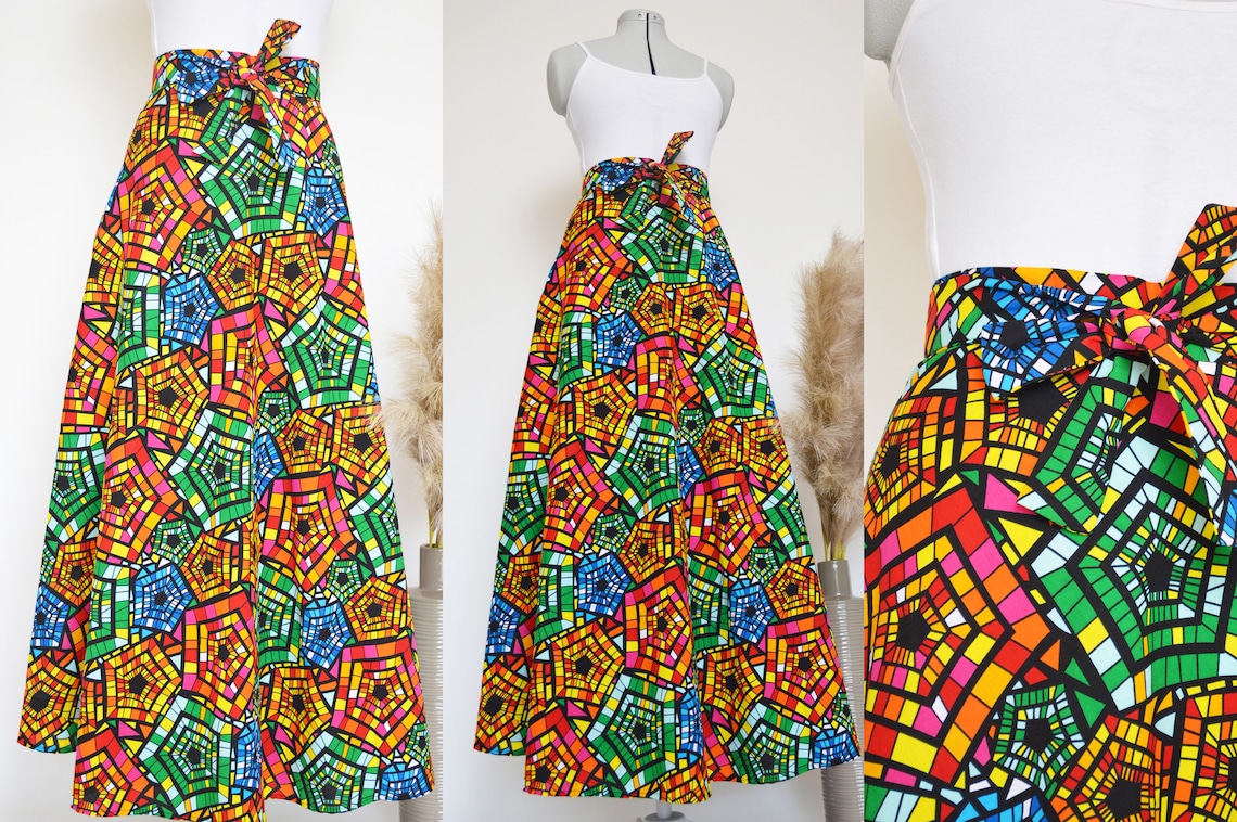 African print wrap skirt Clearance