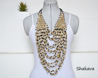 African shell necklace beaded handmade jewelry cowrie sea shell fashion accessories