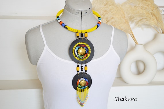 African Beaded Necklace Zulu Tribal Necklace African Fashion