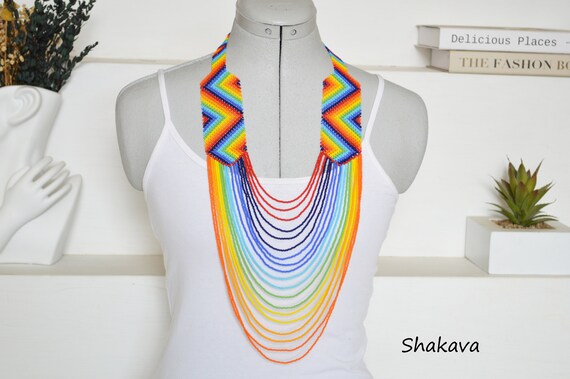 Beaded African Necklace Multicolor Jewelry African Necklace