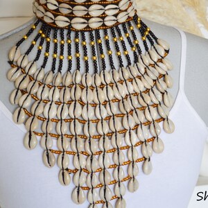 Cowrie Choker Necklace Shell Necklace Tribal Necklace Bib Handmade ...