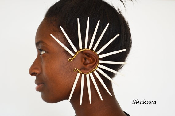 African Bone Ear Cuffs Handmade Tribal Ear Cuffs Unique African