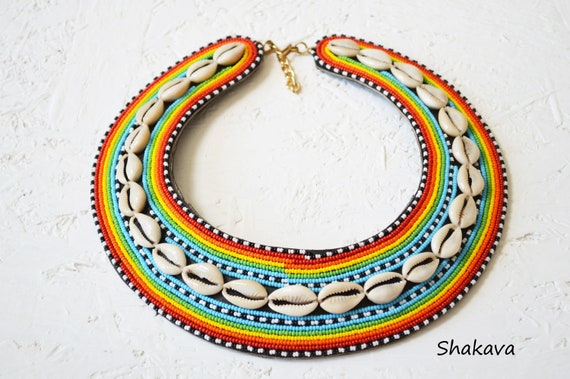 Indian Tribal African Statement Necklaces Colorful Resin Beaded Egypti