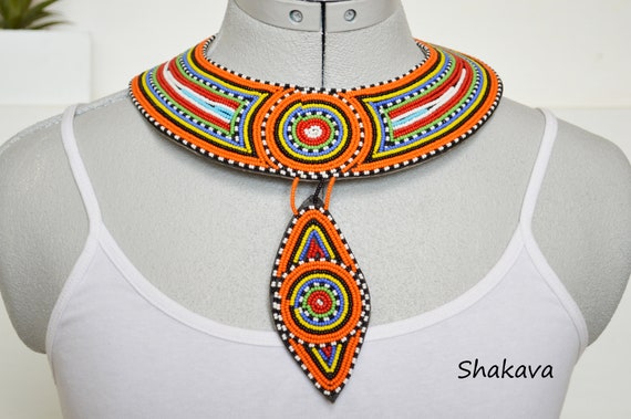 Vintage African Jewelry Necklace Adjustable Metallic Flower Choker Maxi  Collar | eBay