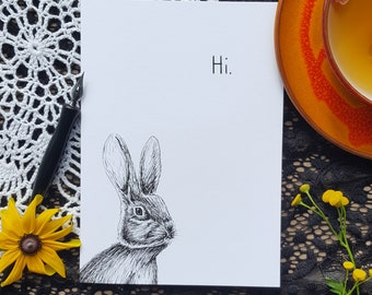 Peeking Hare: 5x7 Blank Greeting Card || Bunny Card, Rabbit Stationery, Just Because