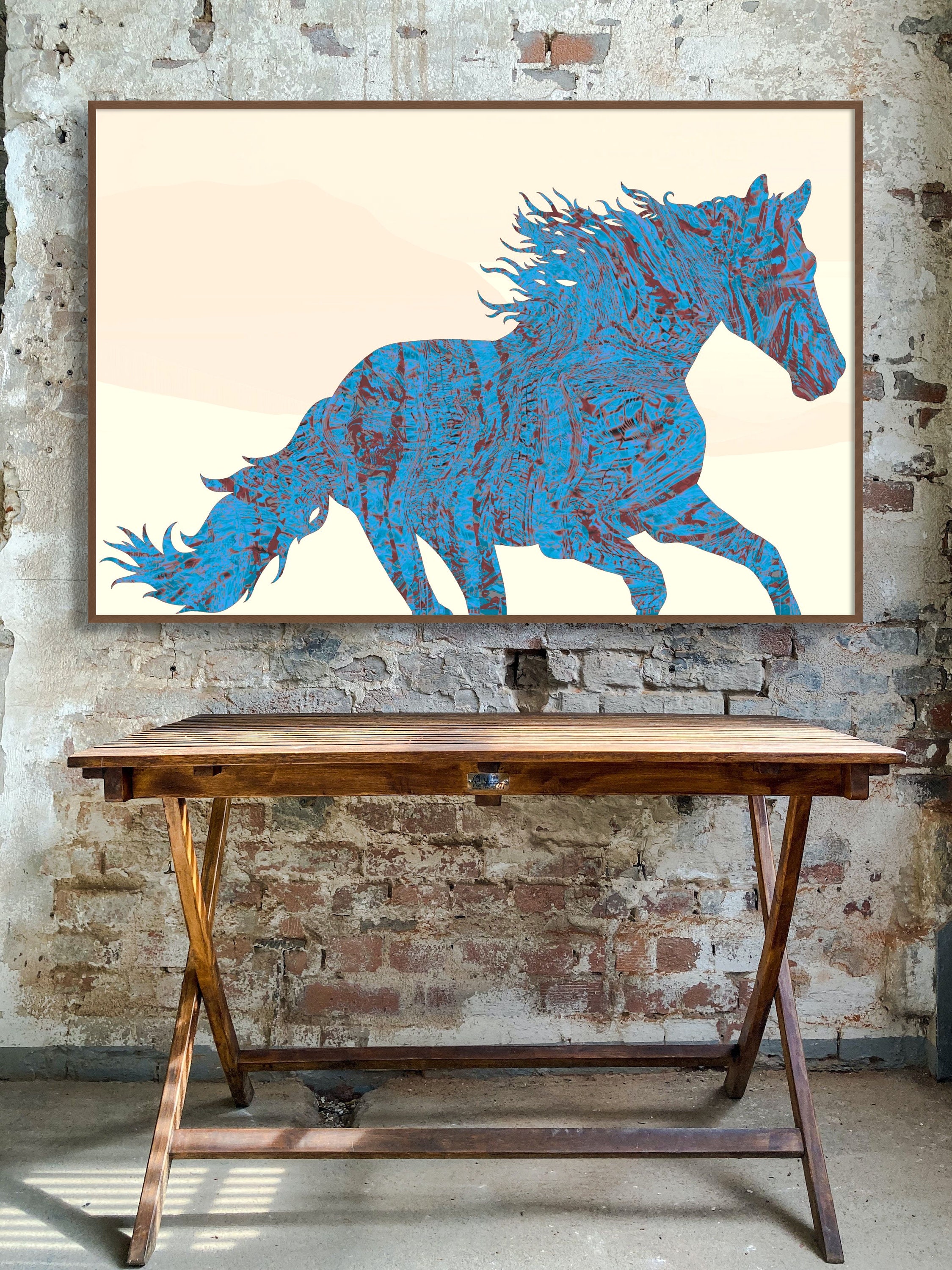 Printable Original Art Work Blue Horse Wall Art Digital Etsy