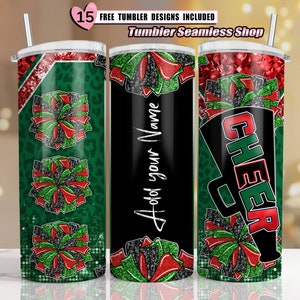 Cheer tumbler wrap, Cheerleader Leopard, add your own text tumbler wrap, 20oz skinny tumbler wrap designs Template, sublimation PNG - V09