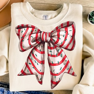 Christmas Tree Cake Bow, Trendy Christmas Bow Png, Red and White Stripe Bow, Digital Download Png, Sublimation Mug Png, Sublimation Png
