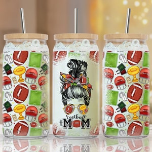 16 oz Libbey Glass Can Tumbler Sublimation Design, American Football Mom Tumbler, Design Digital Download PNG - Waterslide glass can 16 oz