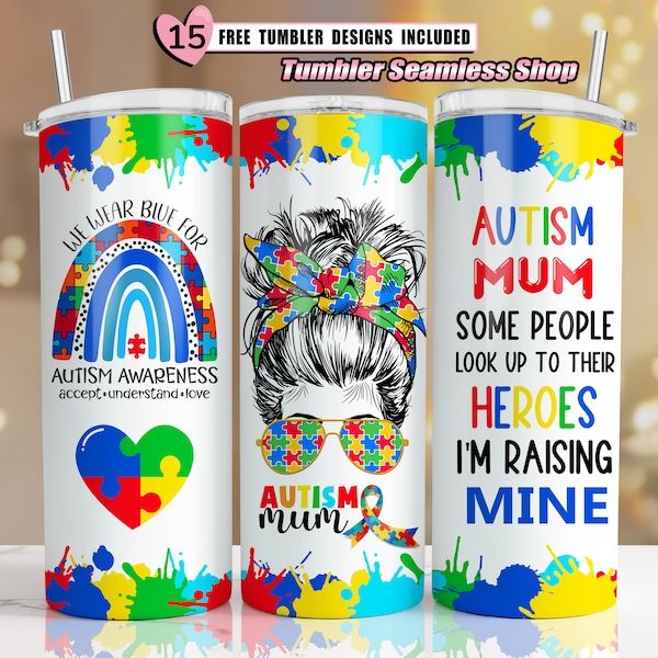 Autism mum tumbler wrap 20oz Skinny Tumbler Autism Wrap PNG | Autism Awareness, Tumbler Wrap Design, autism tumbler wrap, Awareness Tumbler